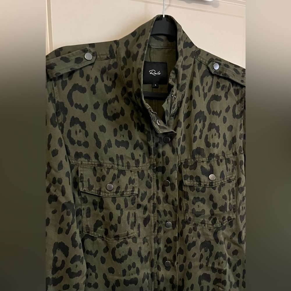 Rails Collins Leopard Print Linen Blend Jacket Size Small - Picture 4 of 9